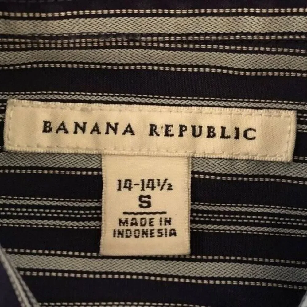 Banana Republic Blue Striped Small 14 - 14‎ 1/2 100% Cotton Long Sleeve Shirt